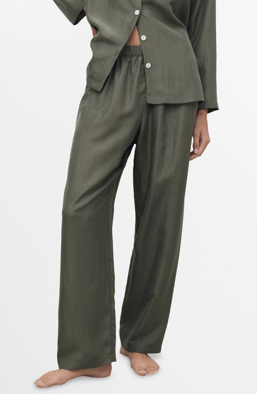 Mango Habotai Silk Pajama Pants In Green
