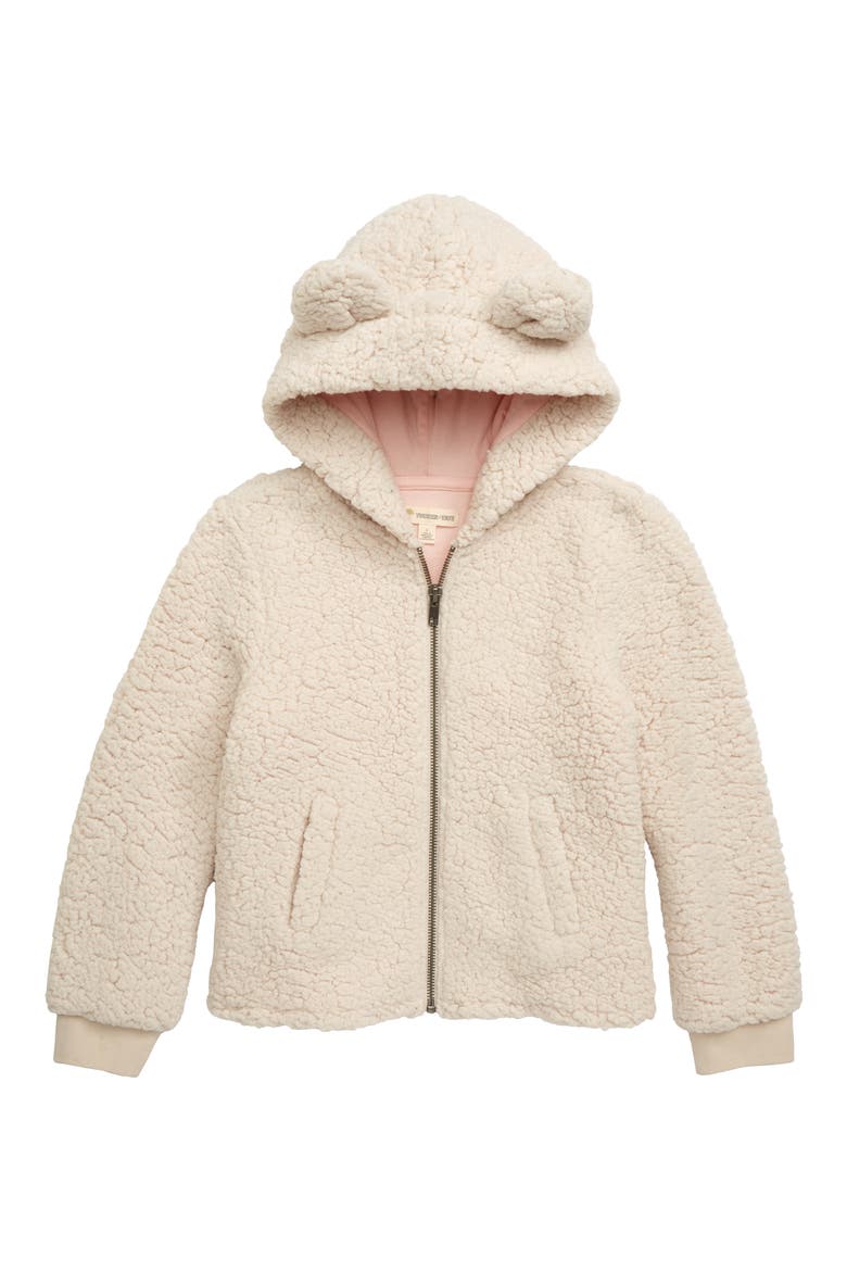 Cozy Fleece Hooded Jacket, Main, color, BEIGE VANILLA