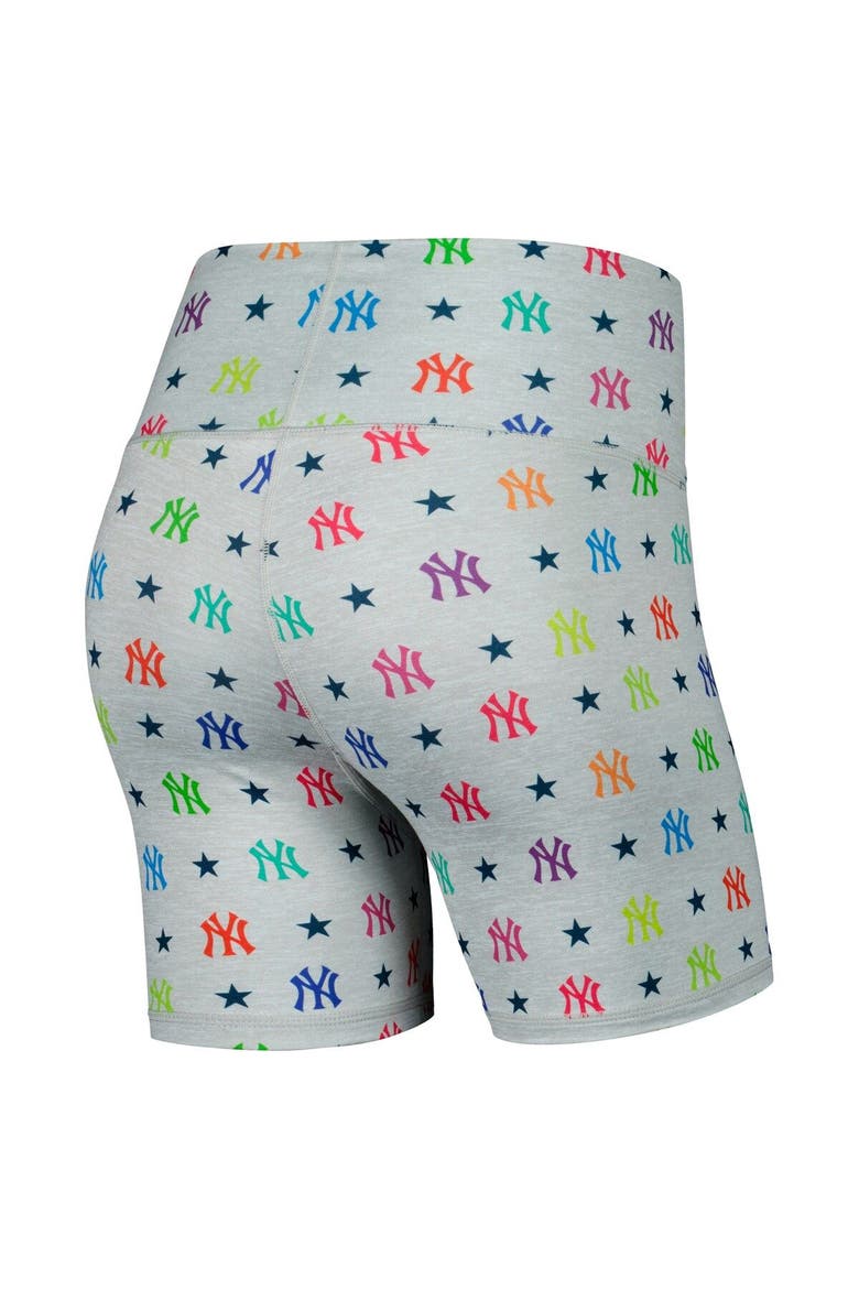 Women's Terez Gray New York Yankees TLC Rainbow Shorts, Alternate, color, Gray