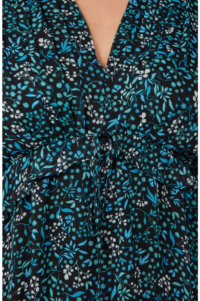 Diane Ruffle Floral Dress, Alternate, color, BLUE/ TURQUOISE