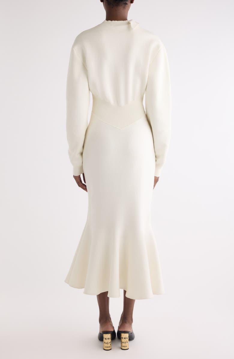 Givenchy Long Sleeve Bow Wool & Cotton Blend Trumpet Sweater Dress, Alternate, color, Ivory