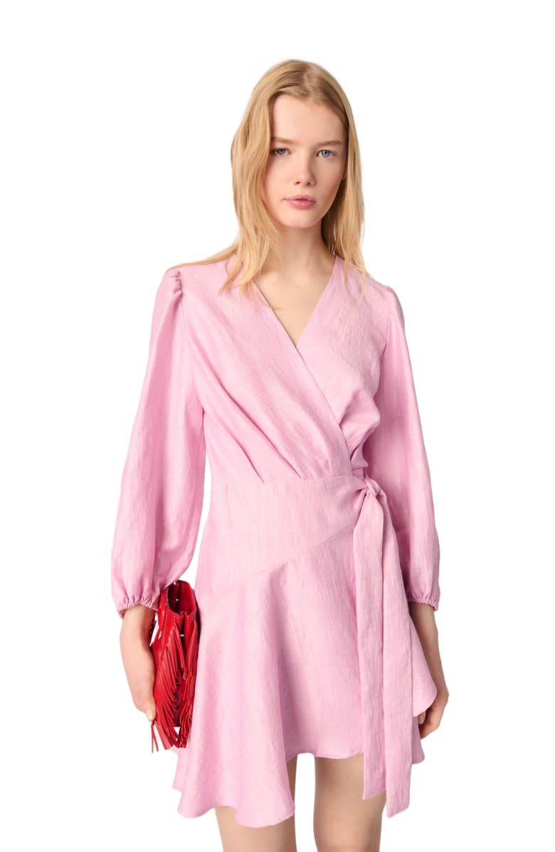 maje Linen wrap dress, Main, color, 