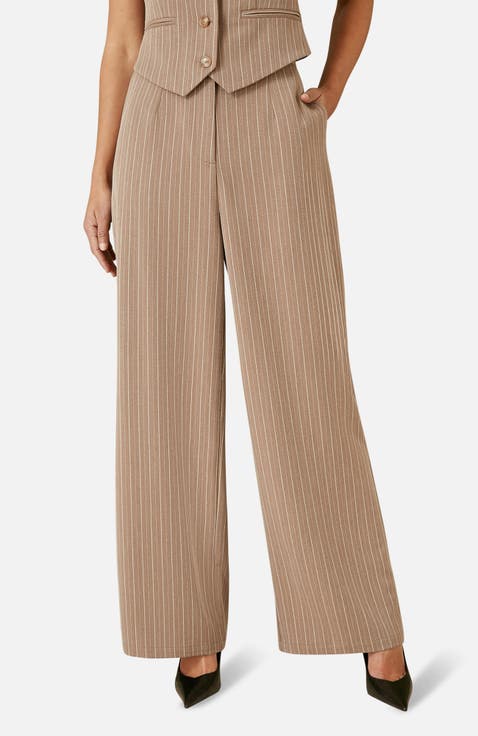 Pinstripe Wide Leg Trousers