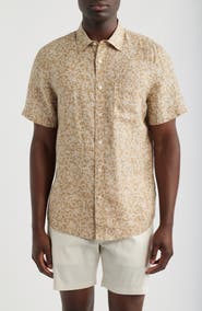 Nordstrom Shadows Short Sleeve Linen Button Front Shirt