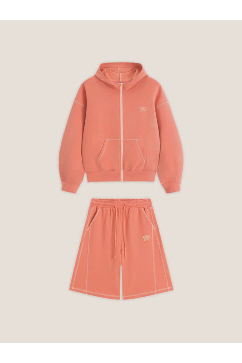 Cloud Boxy Sweat Set, Alternate, color, Coral Orange