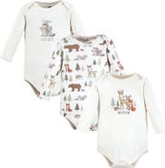 Hudson Baby Cotton Long-Sleeve Bodysuit 3Pk