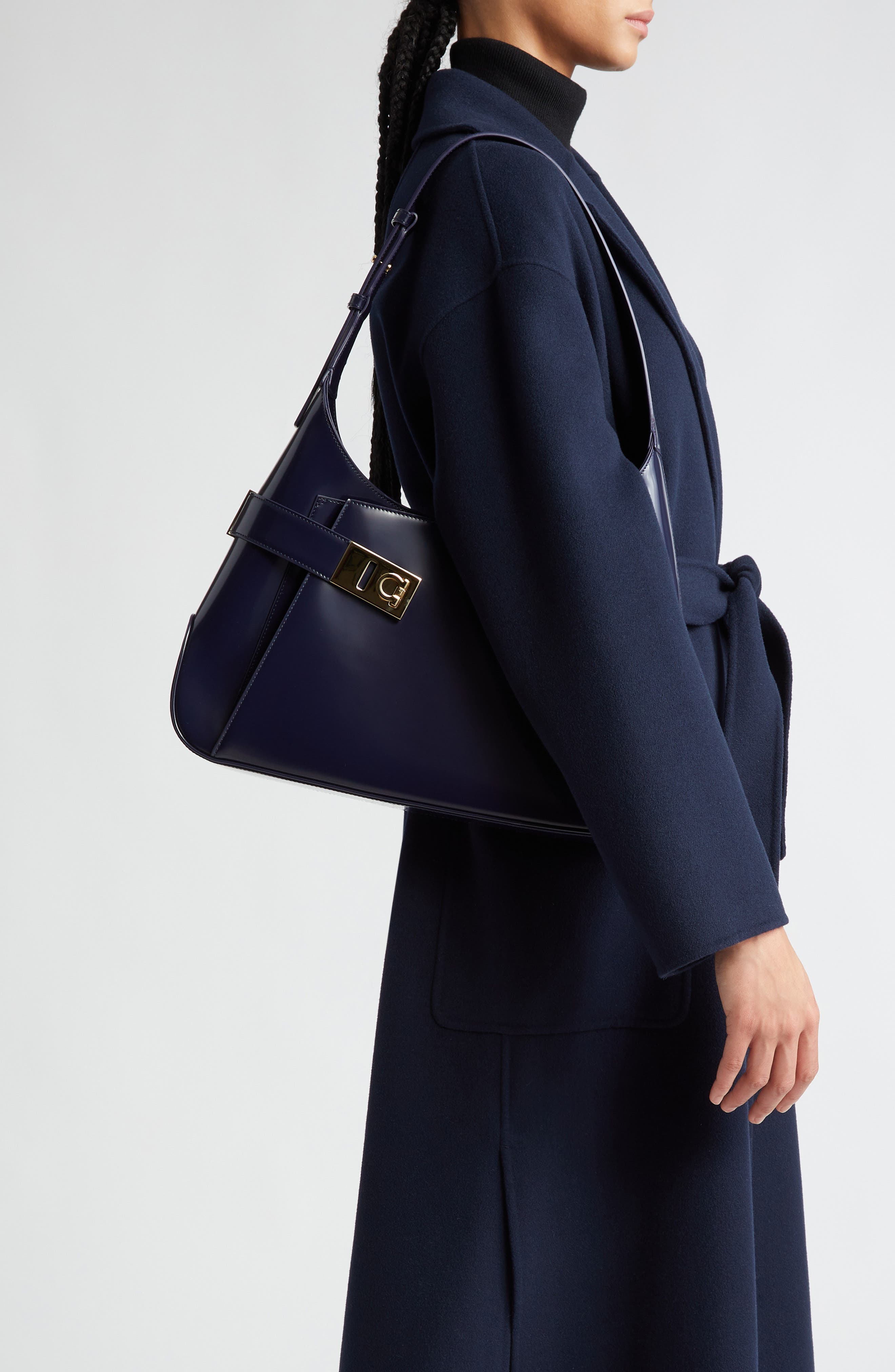 FERRAGAMO Large Archive Shoulder Bag, Alternate, color, Midnight