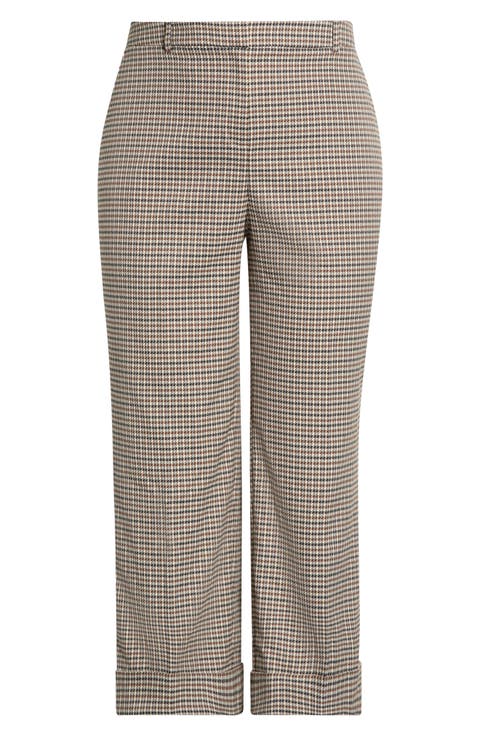 Houndstooth Cuffed Ankle Pants