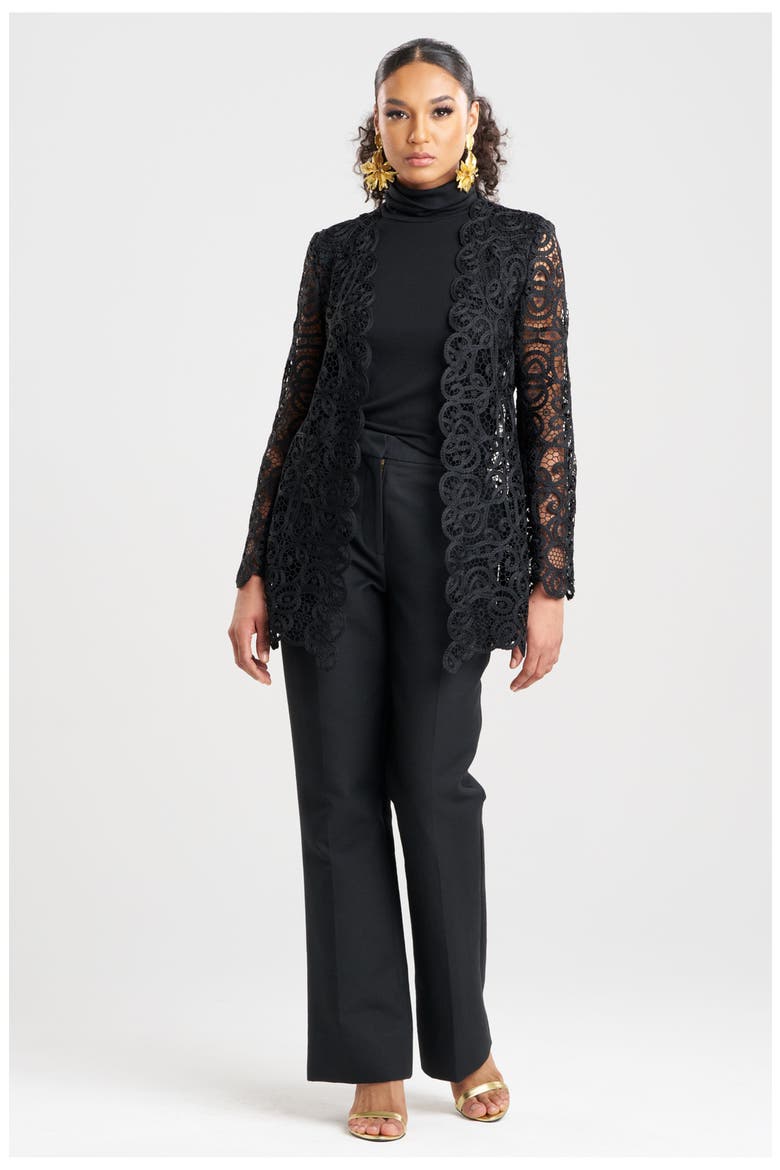 RAFFIA LACE Blazer, Main, color, BLACK