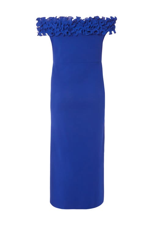Quiz Plus Size Bardot Ruffle Maxi Dress In Royal Blue