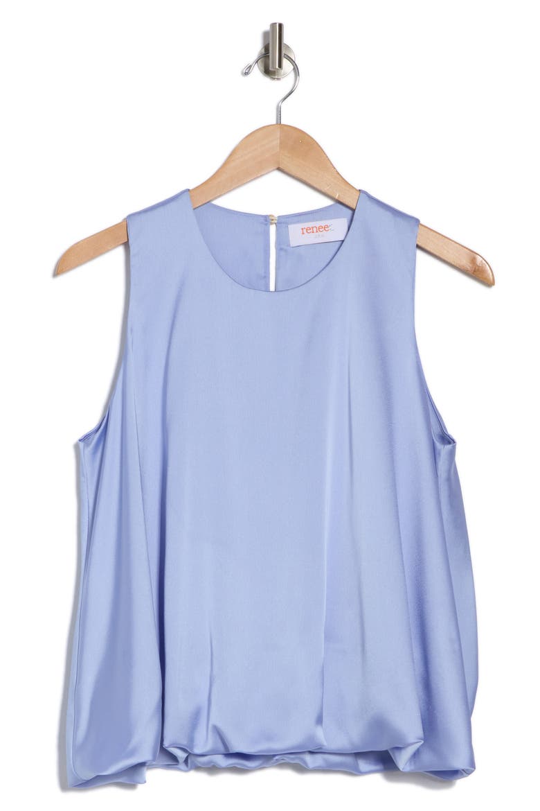 Bubble Hem Satin Top, Alternate, color, BLUE