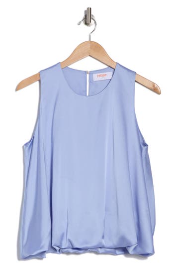 Shop Renee C Bubble Hem Satin Top In Blue
