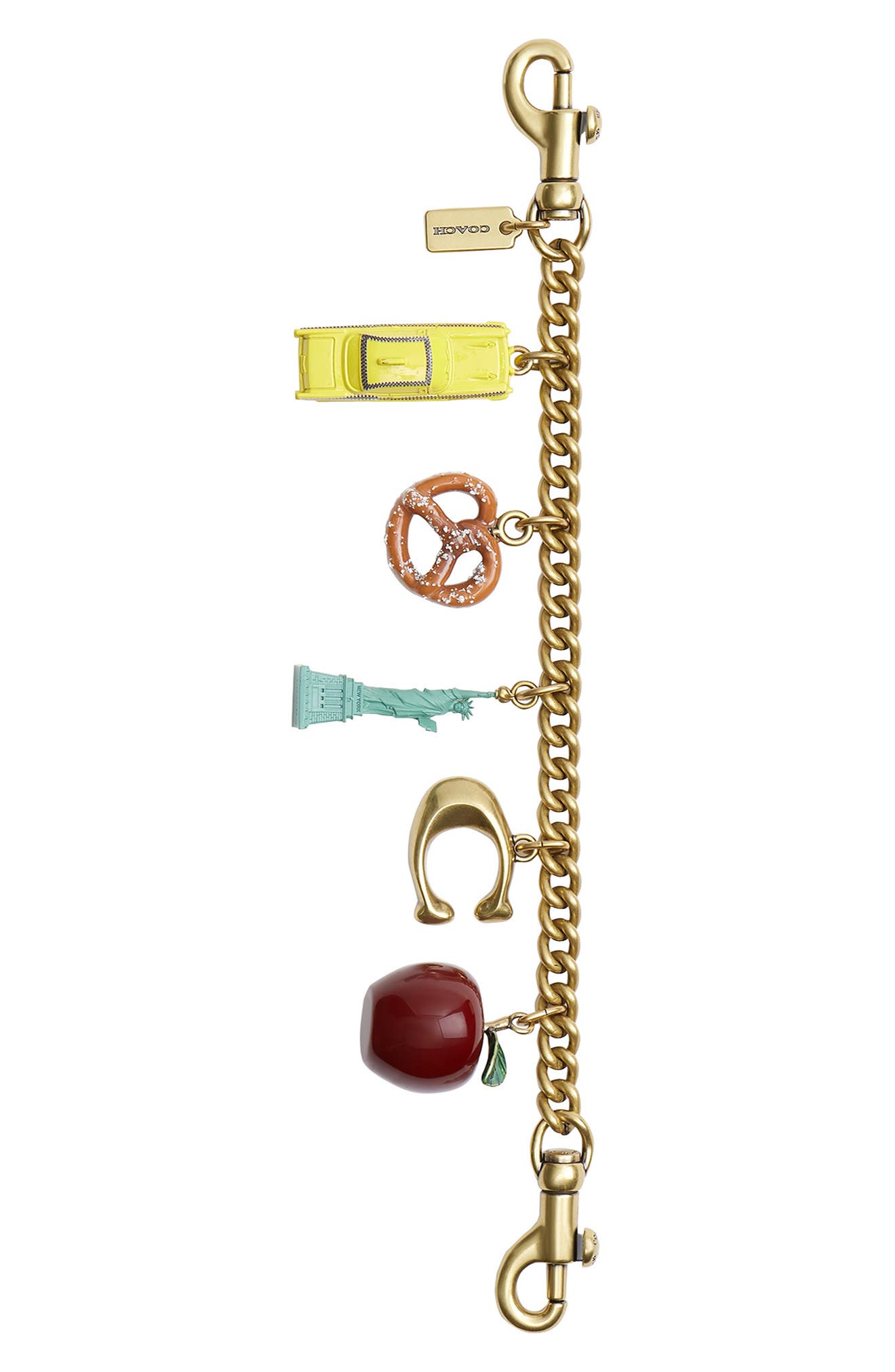 COACH New York Motif Chain Bag Charm, Alternate, color, Gold Multi