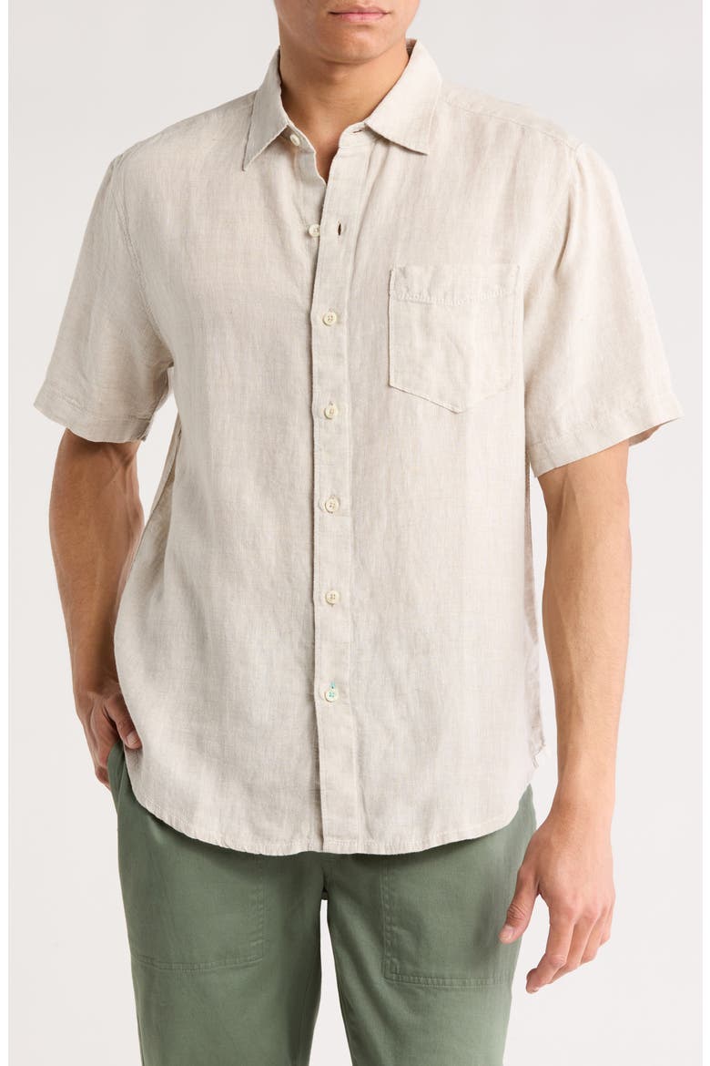 Party Breezer Short Sleeve Woven Shirt, Main, color, NATURAL