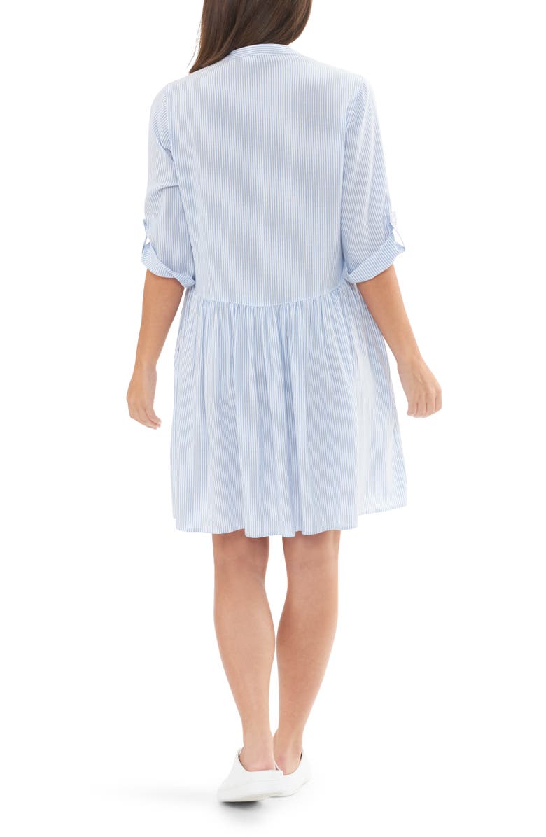 Ripe Maternity Sam Stripe Maternity Button Down Shirt Dress, Alternate, color, Sky Blue / White