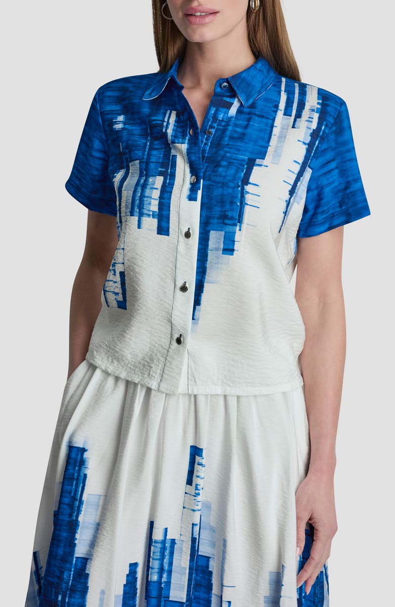 DKNY Upstate Printed Rumpled Voile Button-Up Shirt, Main, color,