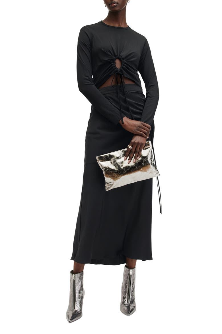 Xylia Tie Front Crop Top, Alternate, color, BLACK