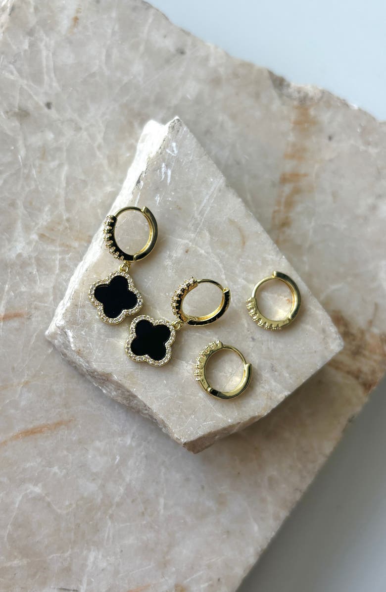 Adornia Set of 2 Assorted Cubic Zirconia Hoop Earrings, Alternate, color, Gold-Black