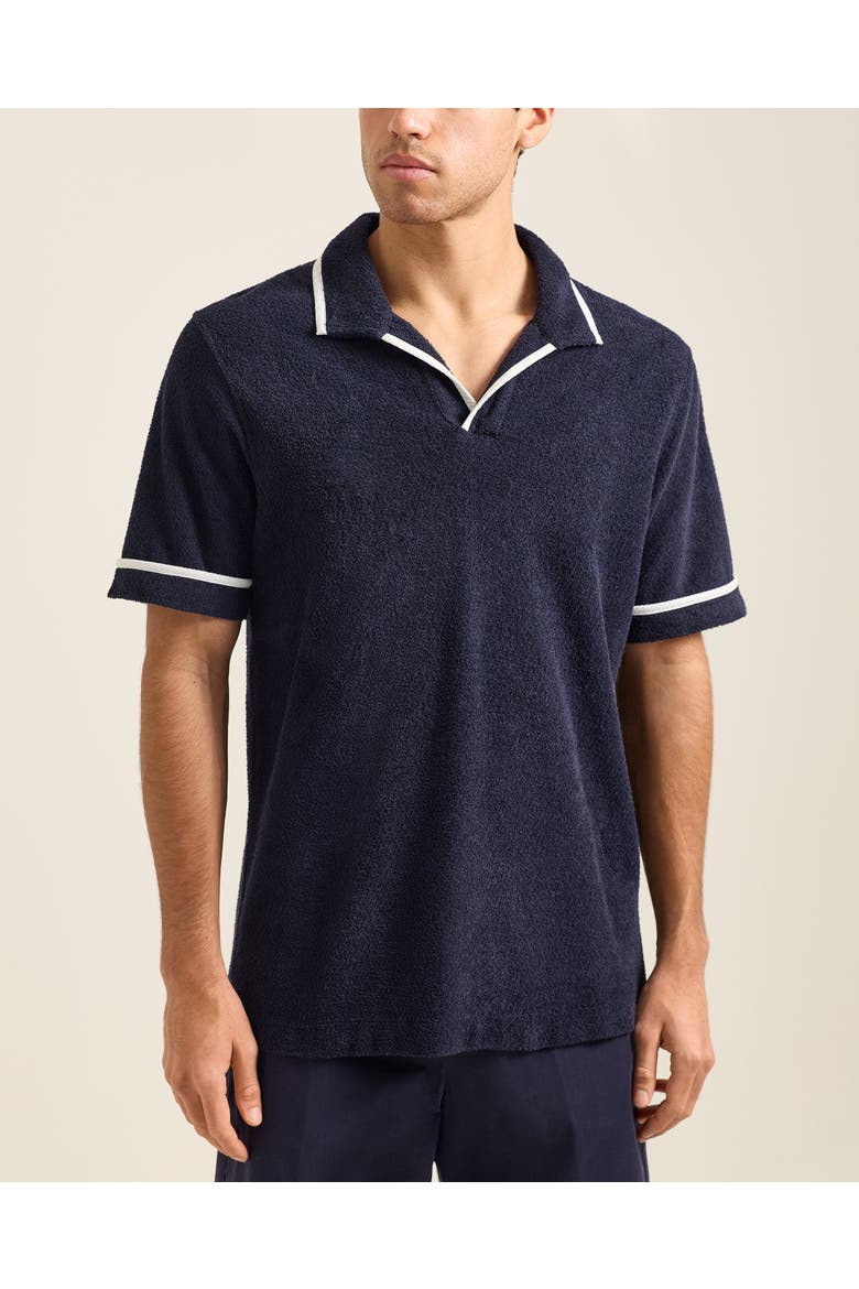 Ellery Towelling Relaxed-Fit Polo Shirt, Alternate, color, Night Iris/White Sand