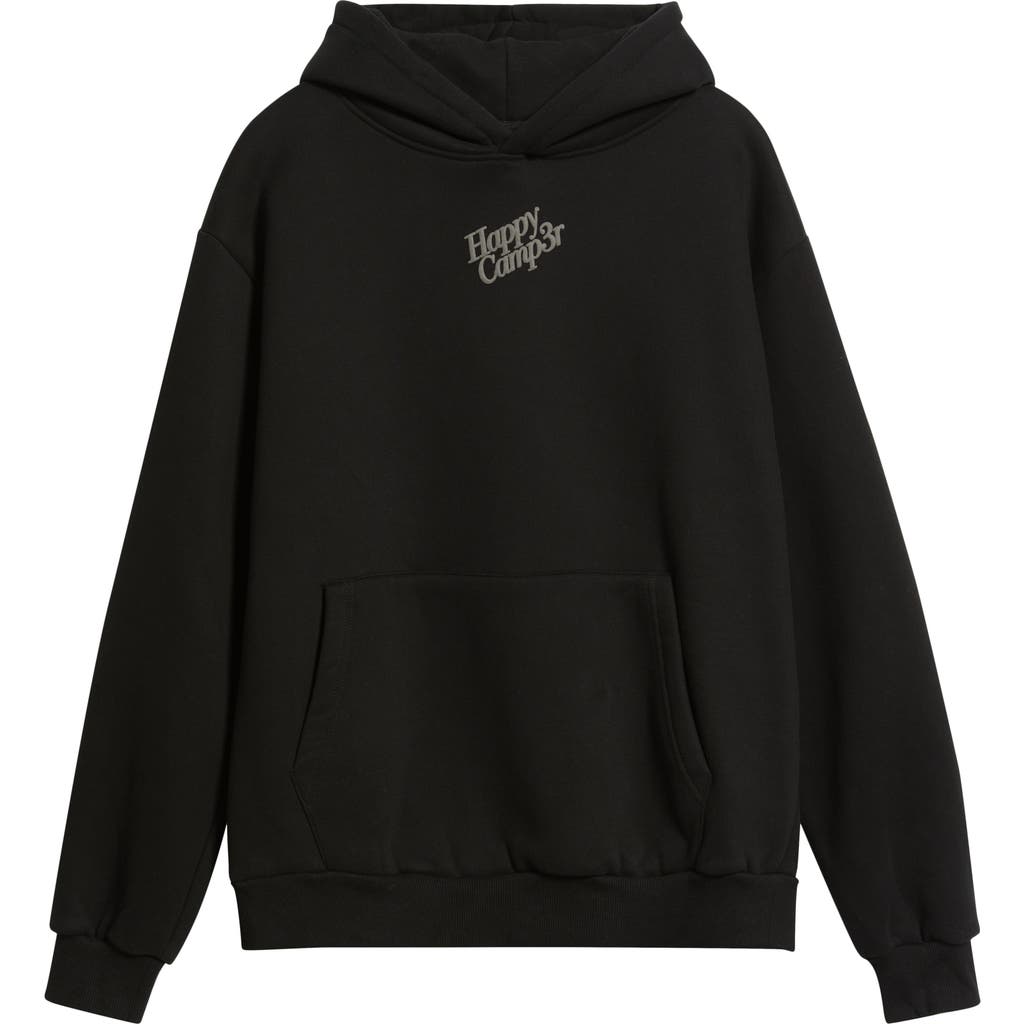 Happy Camp3r Puff Series Core Logo Cotton Blend Hoodie In Black