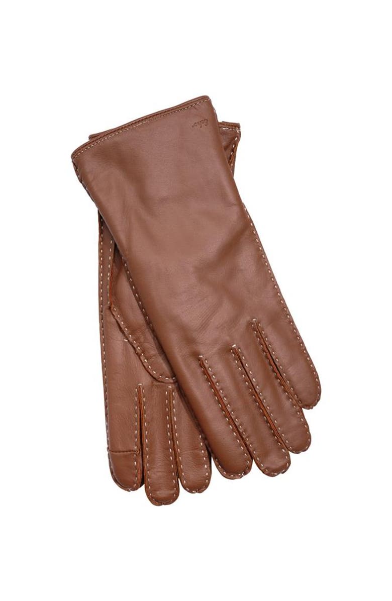 Echo Stitch Detail Leather Glove, Main, color, Cinnamon Bark