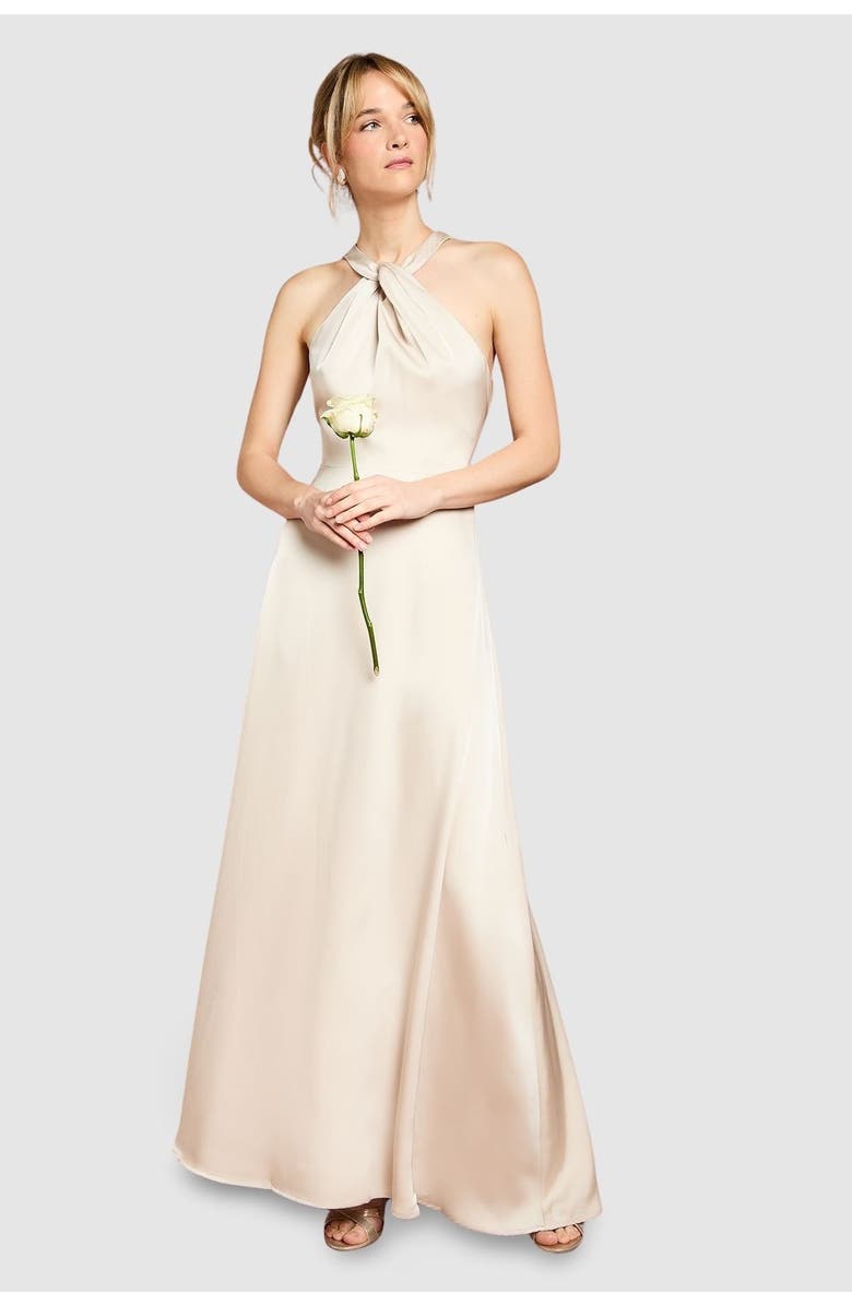 Coast Honoured Twist Halterneck Maxi Dress, Main, color, Champagne