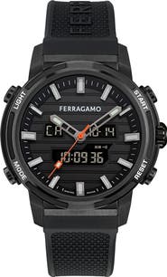 FERRAGAMO Sport Anadigit Silicon Strap Watch, 43mm
