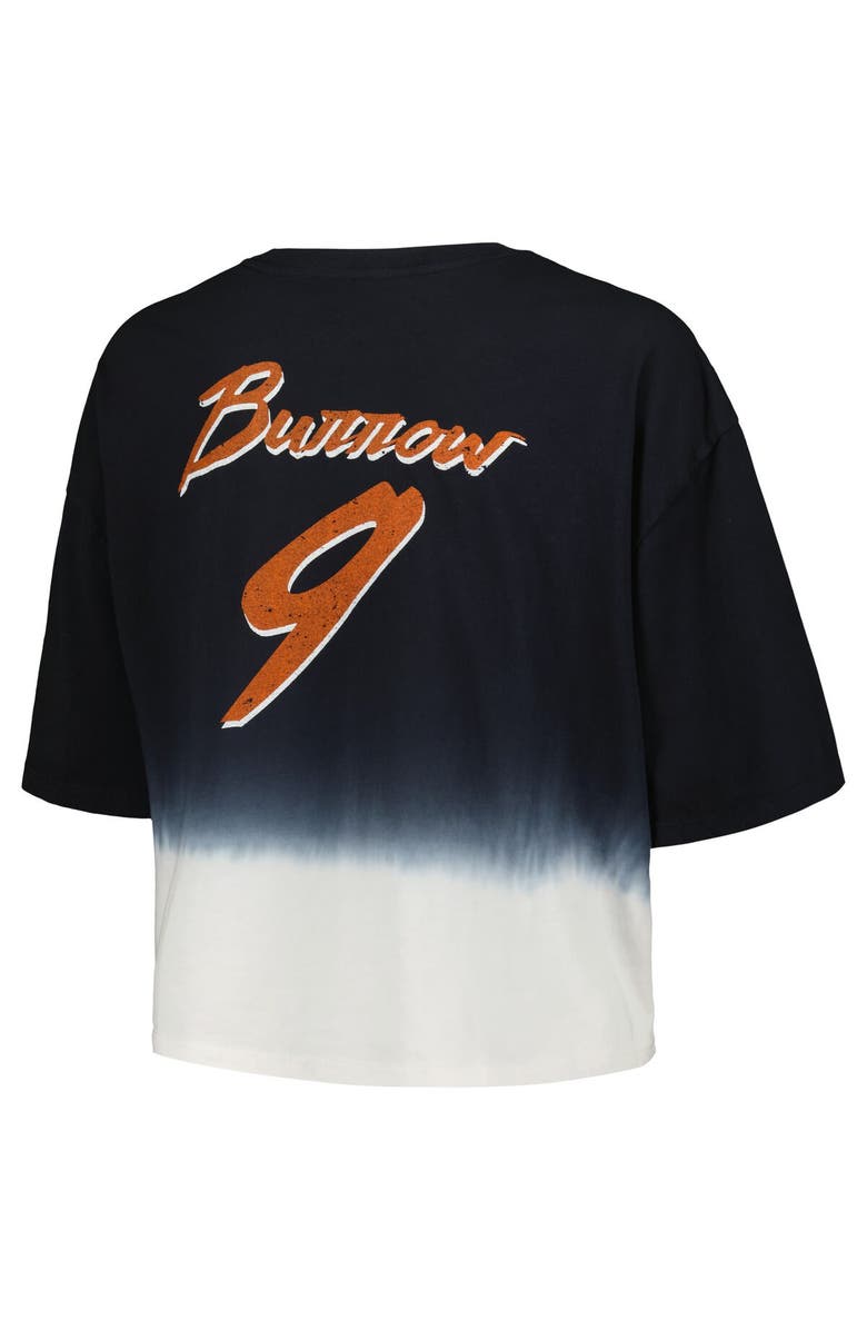 Majestic Threads Women's Majestic Threads Joe Burrow Black/White Cincinnati Bengals Dip-Dye Player Name & Number Crop Top, Alternate, color, Black