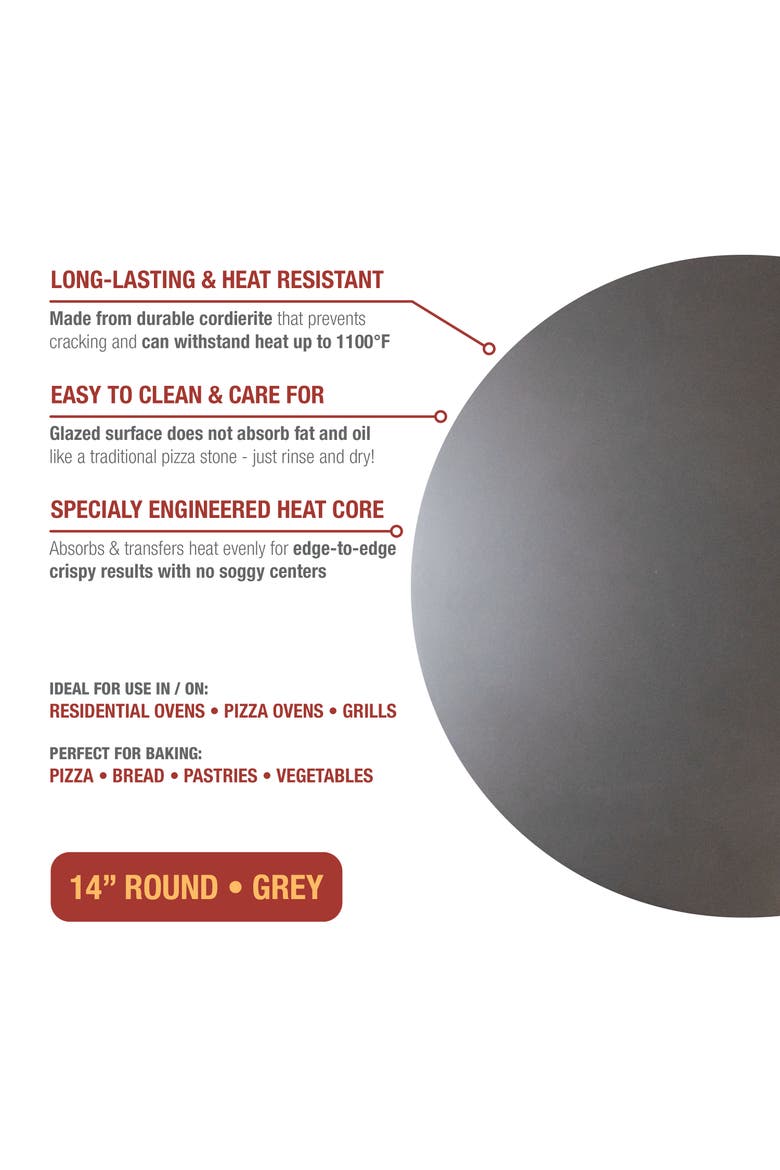 Glazed Cordierite Round Pizza Stone, 14-Inch, Alternate, color, Grey