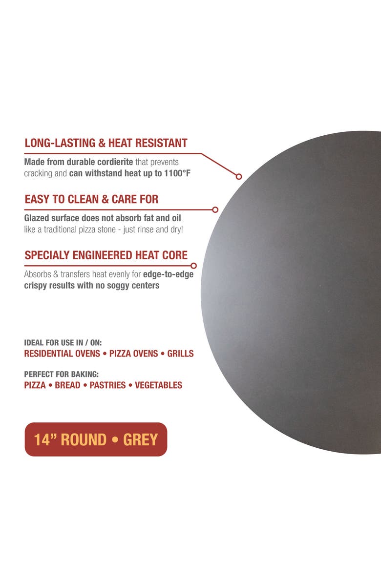 Old Stone Glazed Cordierite Round Pizza Stone, 14-Inch, Alternate, color, Grey
