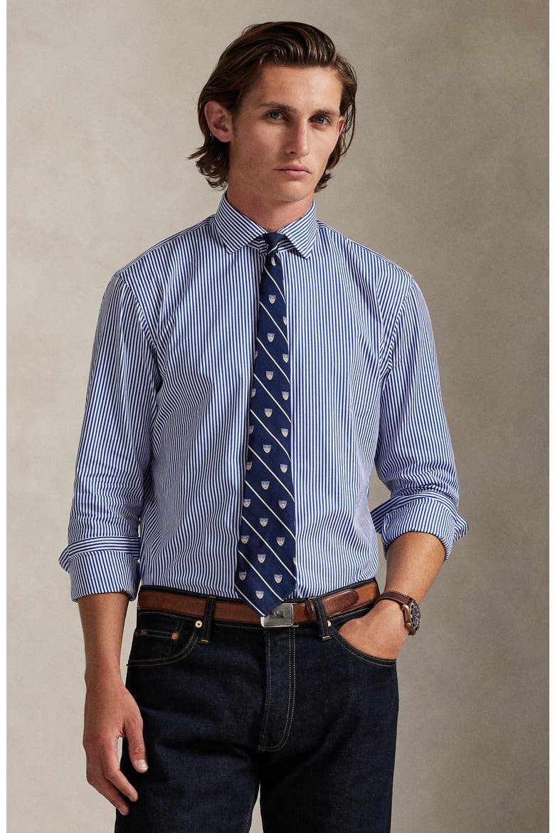 Classic Fit Stripe Cotton Poplin Button-Up Shirt, Alternate, color, BLUE/ WHITE