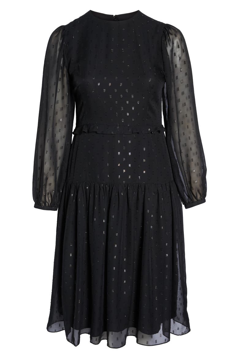 Drop Waist Midi Dress, Alternate, color, BLACK