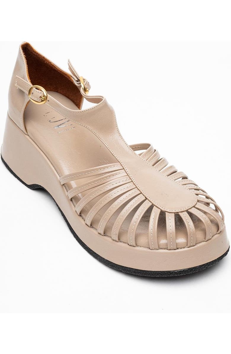 Prologue Shoes Aniel Platform Wedge Sandal, Alternate, color, Beige Faux Leather