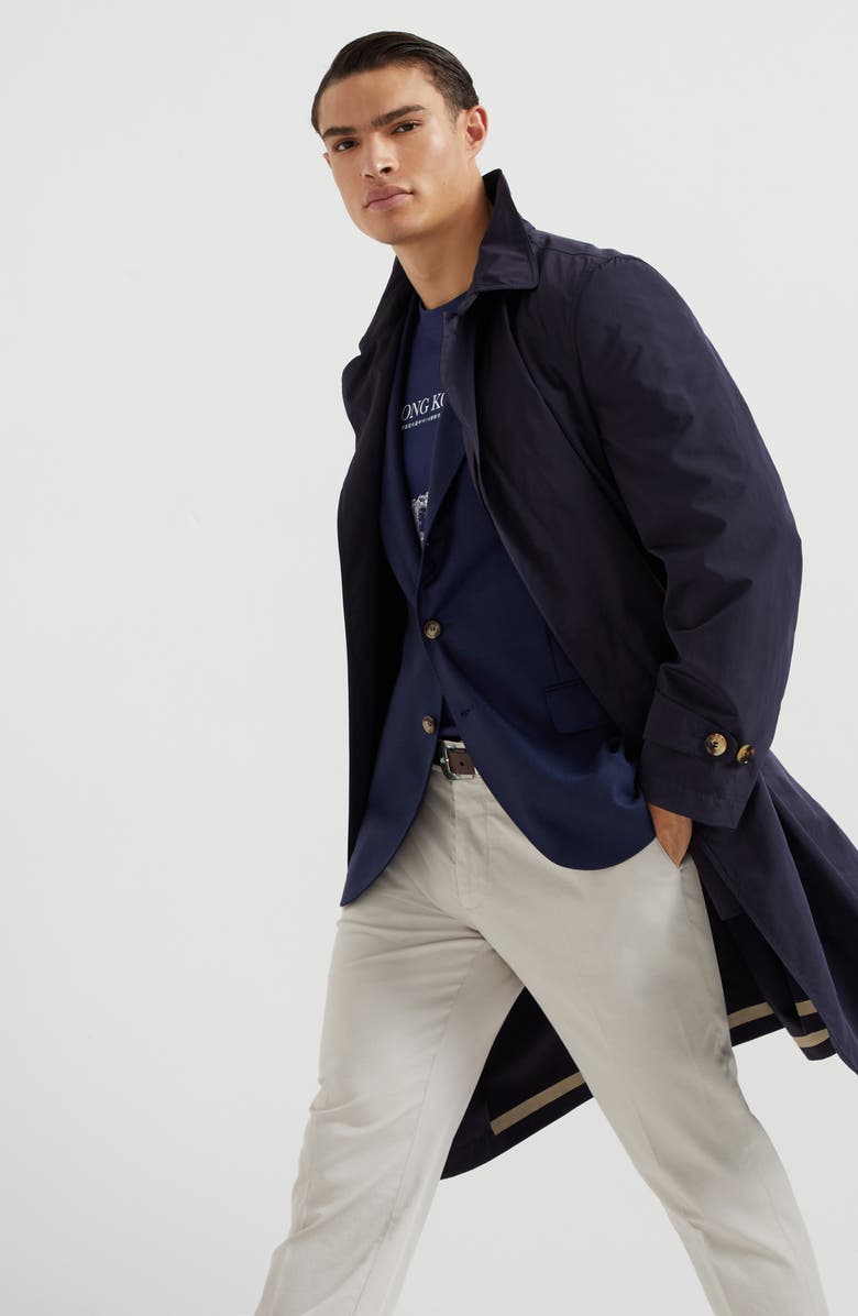 Brunello Cucinelli Water-resistant microfiber trench coat, Alternate, color, 