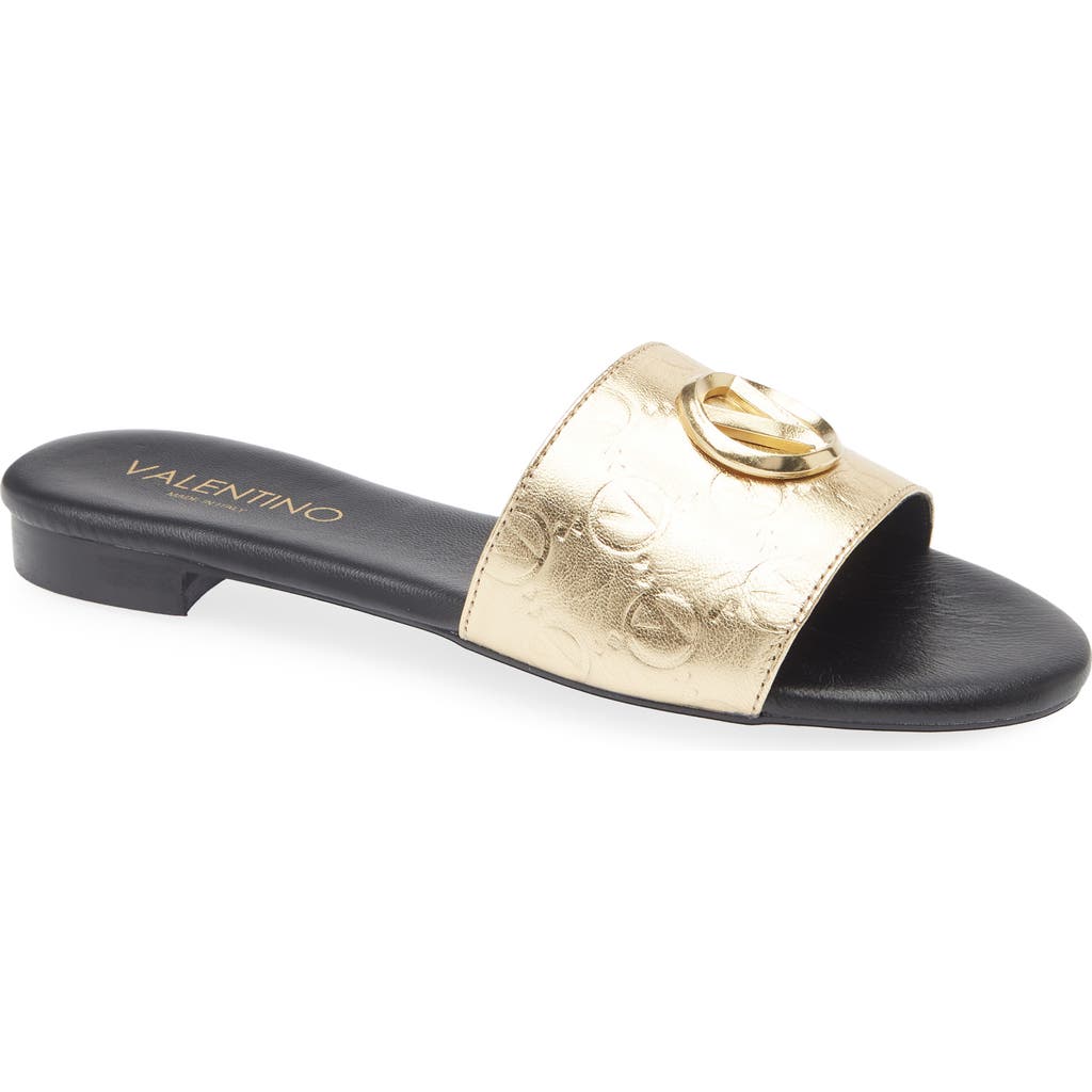 Valentino By Mario Valentino Carrie Slide Sandal In Gold
