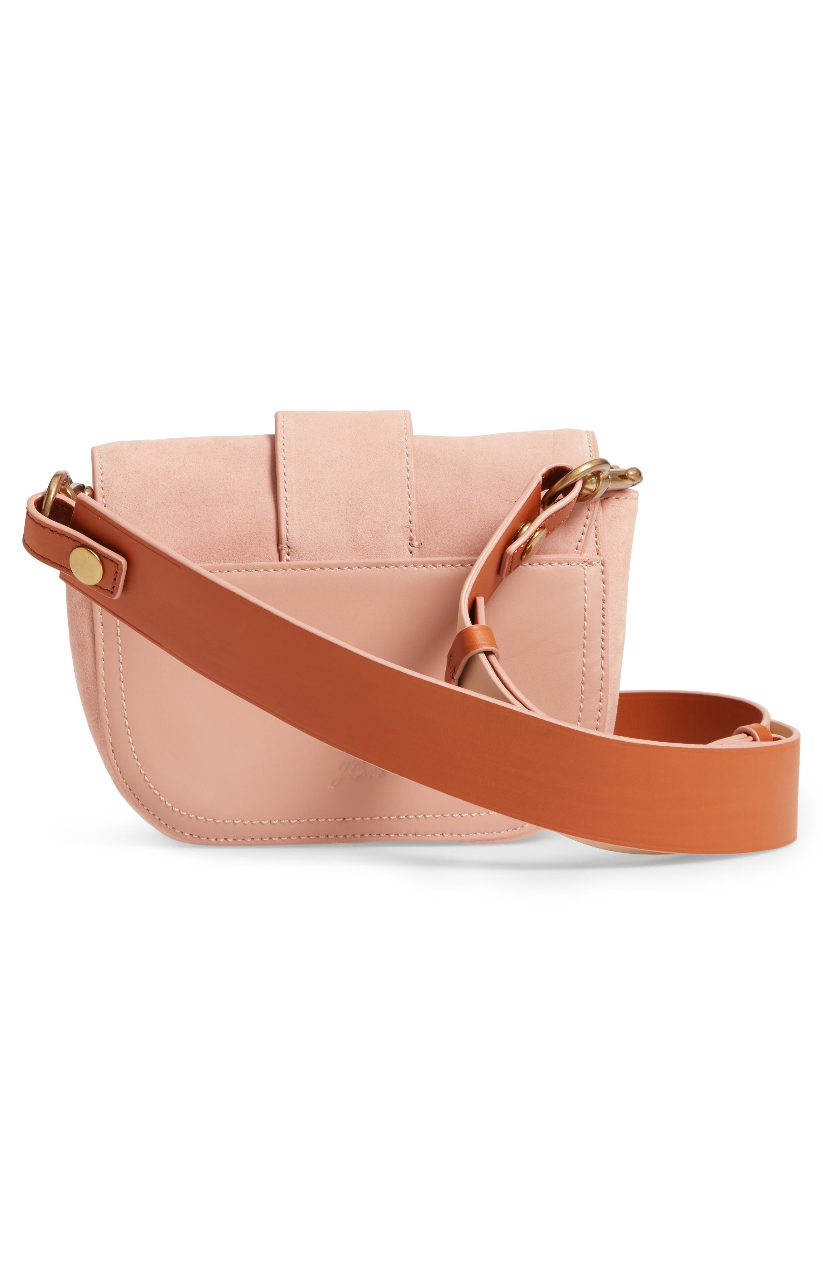 Buckle Crossbody Suede Bag, Alternate, color, WARM BLUSH