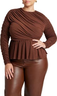 ELOQUII Shirred Peplum Top