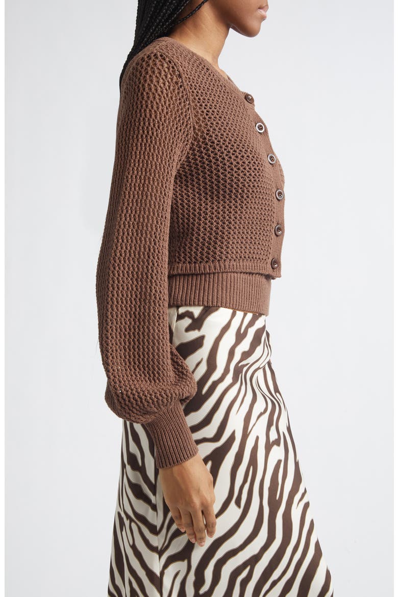 Tori Blouson Sleeve Cardigan, Alternate, color, COCOA