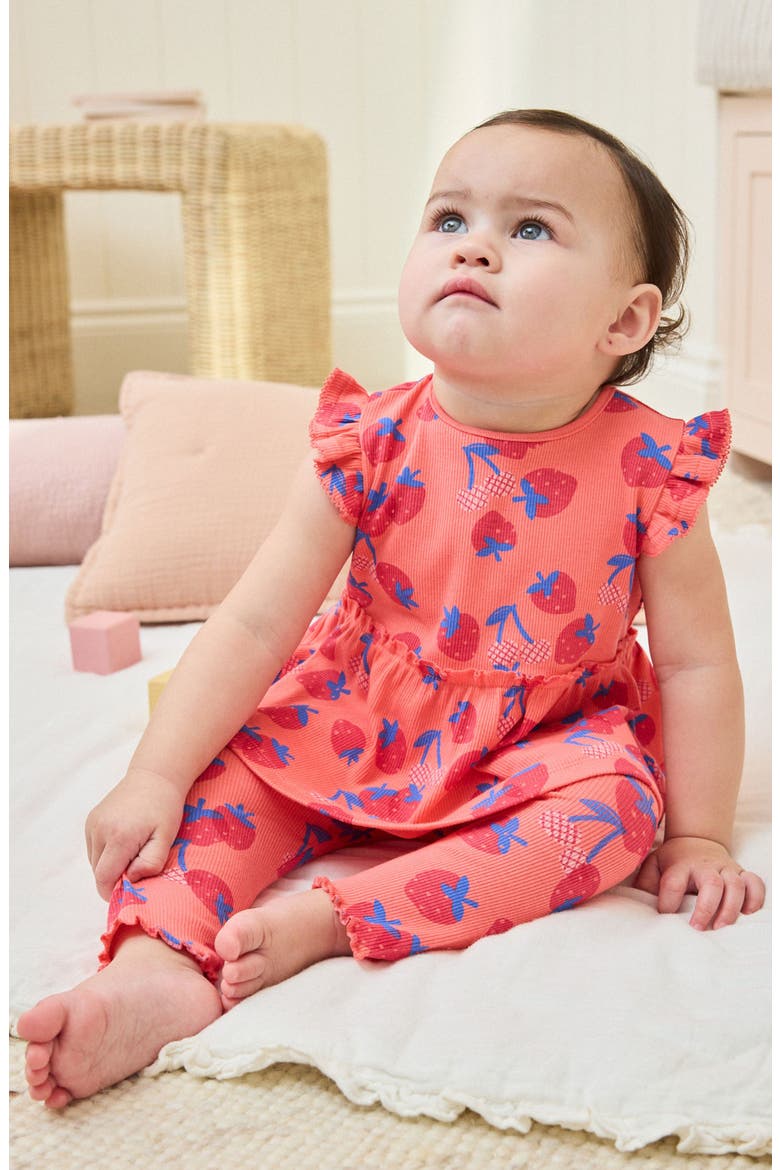 Fruit Print Top & Leggings Set, Alternate, color, RED