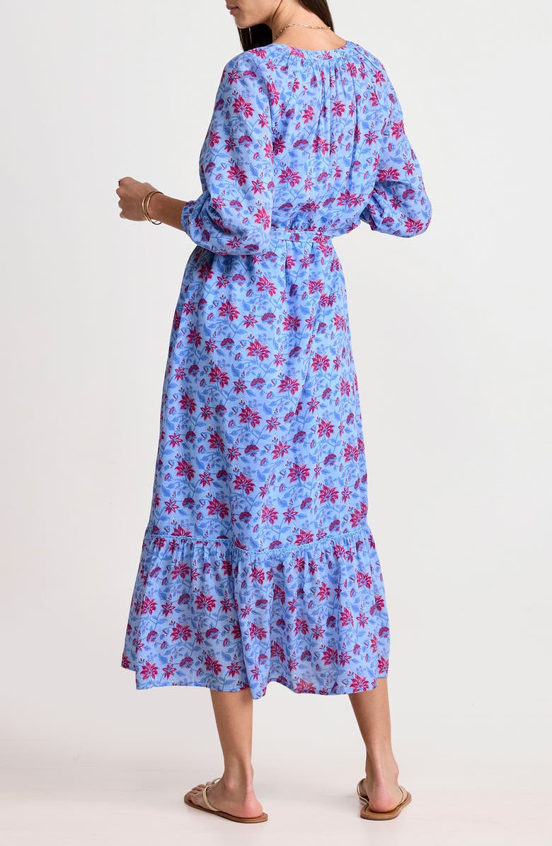 vineyard vines Floral Long Sleeve Cotton Blend Cover-Up Midi Dress, Alternate, color, Floral Serenity Blue
