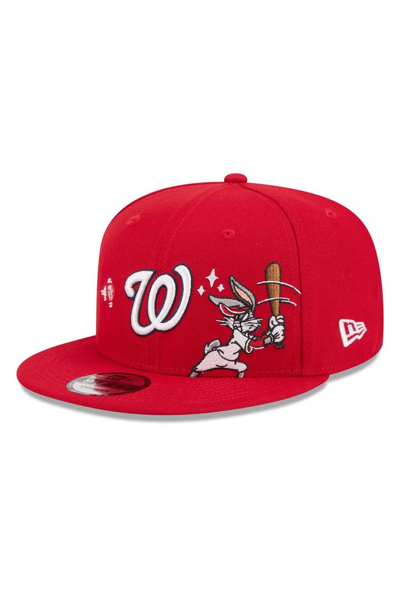 Men's New Era Red Washington Nationals Looney Tunes Bugs Bunny 9FIFTY Snapback Hat, Alternate, color, Red