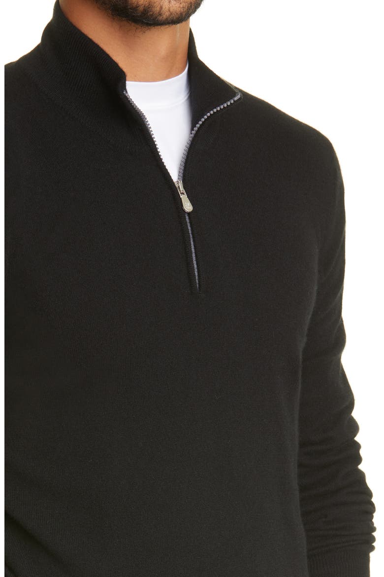 Quarter Zip Cashmere Pullover, Alternate, color, BLACK
