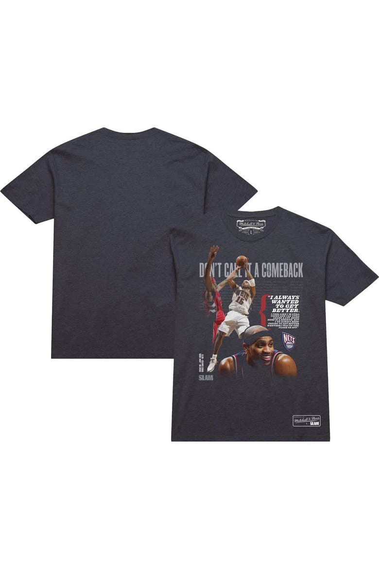Unisex Mitchell & Ness Vince Carter Charcoal New Jersey Nets Don't Call It A Comeback T-Shirt, Main, color, Charcoal