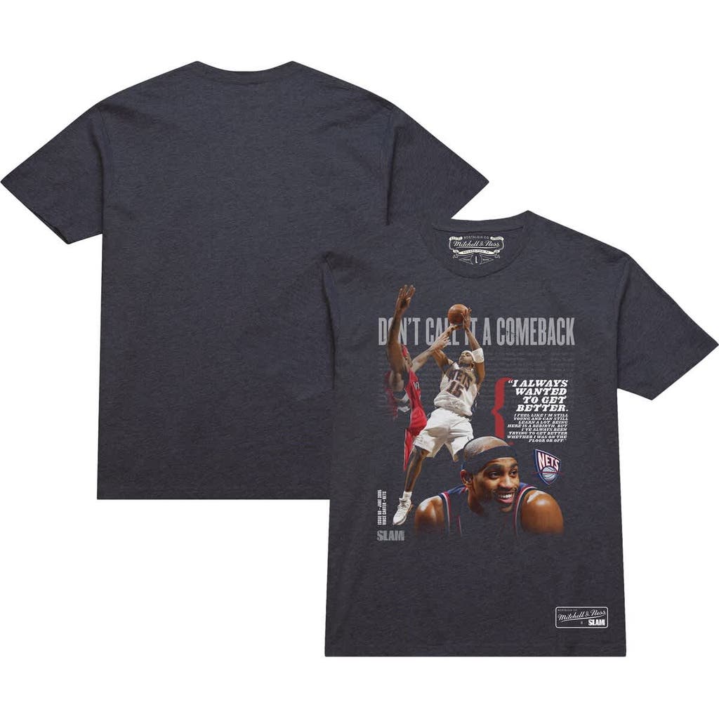 MITCHELL & NESS UNISEX MITCHELL & NESS VINCE CARTER CHARCOAL NEW JERSEY NETS DON'T CALL IT A COMEBACK T-SHIRT