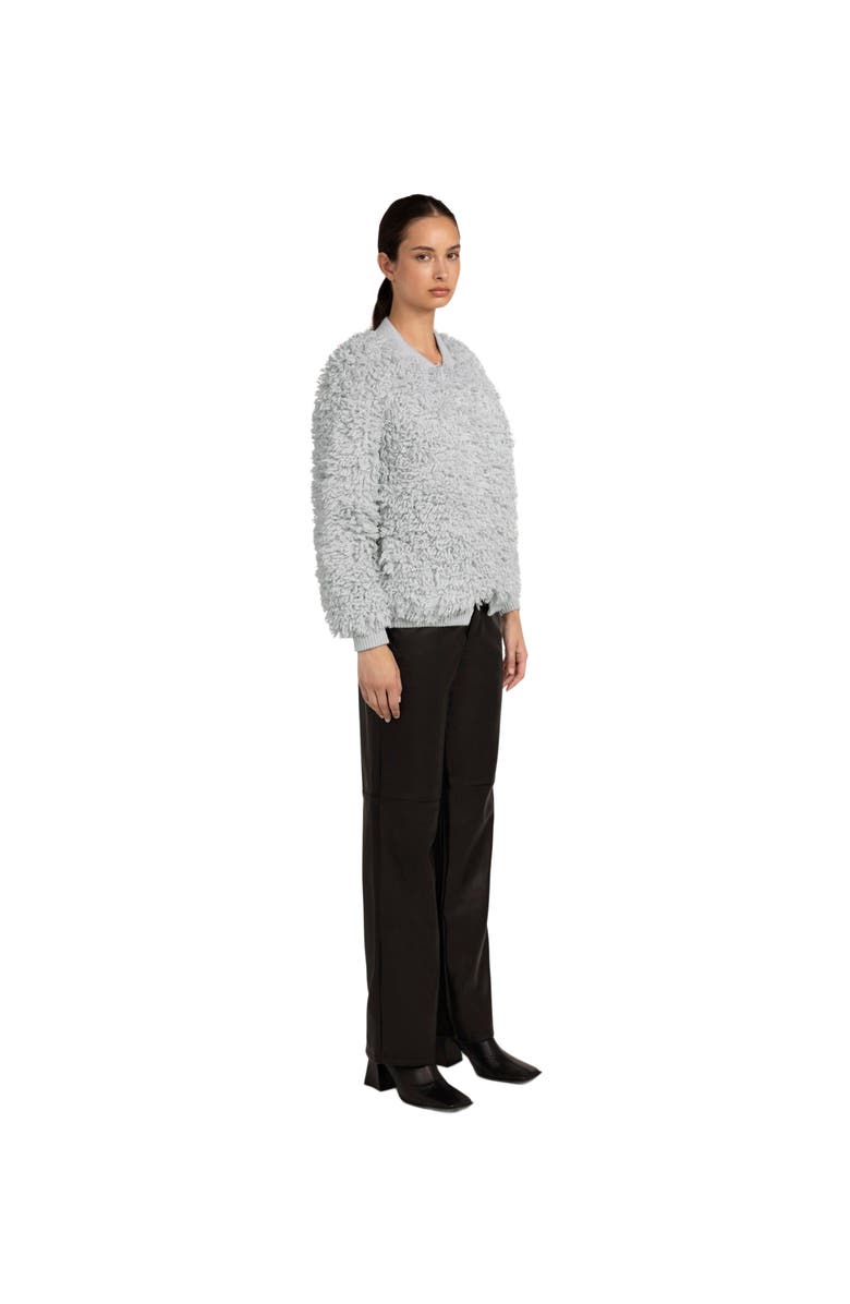 GOBI Mongolian Cashmere Loop-Stitch Cashmere Cardigan, Alternate, color, Silver Birch