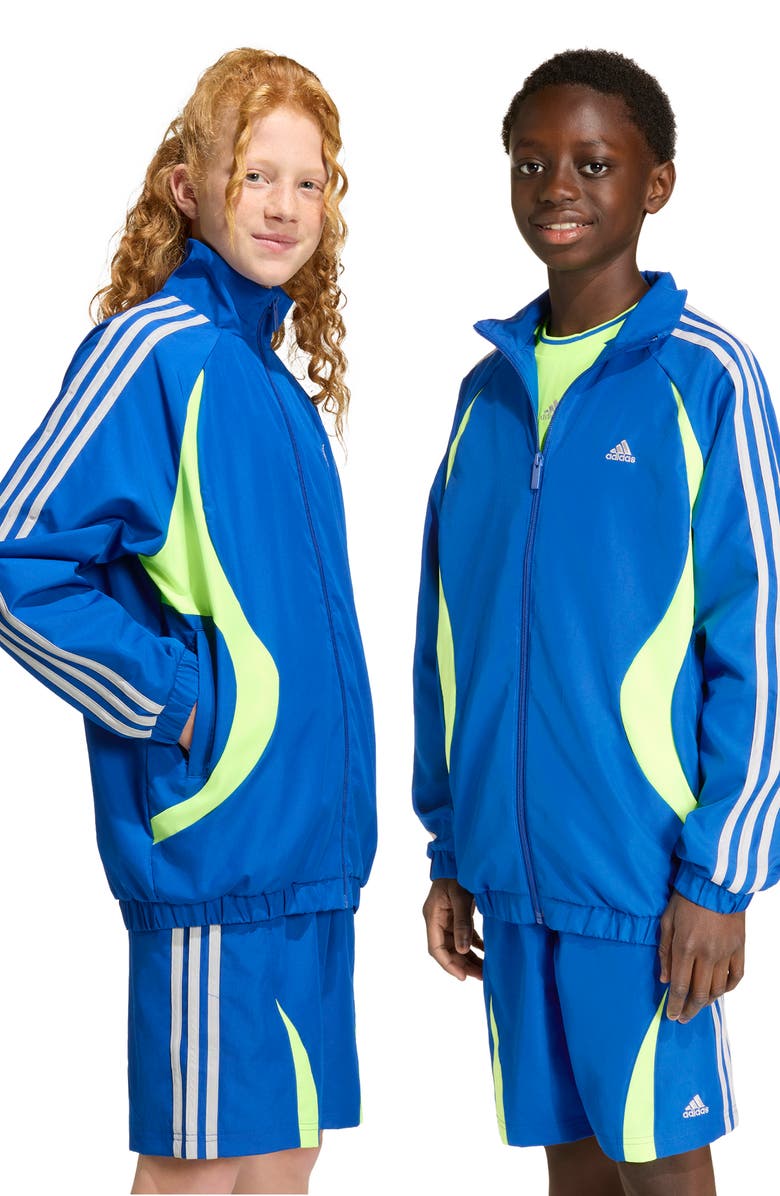 adidas Originals Kids' Teamgeist Loose Fit Track Jacket, Alternate, color, Royal/ Lucid Lemon/ Grey