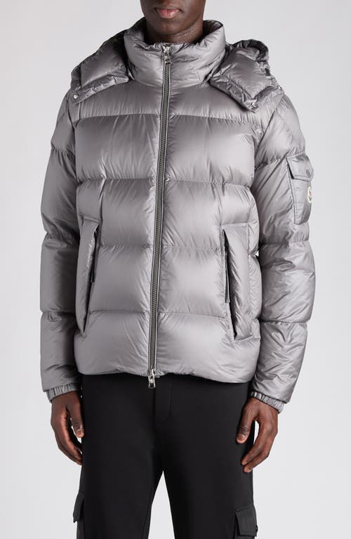 Moncler Couyere Short Down Jacket With Hood In Gray