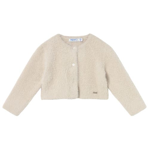 Mayoral Knit Cardigan With Faux Fur In White