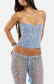 JADED LONDON Sequin Lace Corset Top
