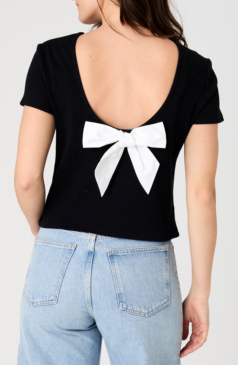 French Connection Bow Back Stretch Cotton T-Shirt, Alternate, color,